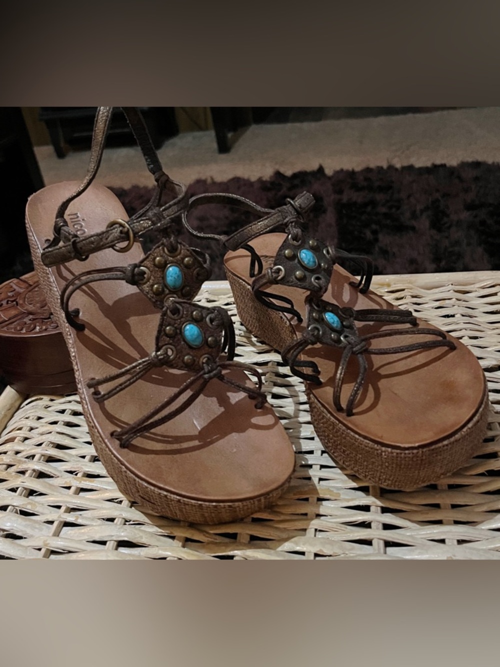 NICOLE Y2K Wedge/Platform Sandals Sz 7 1/2
